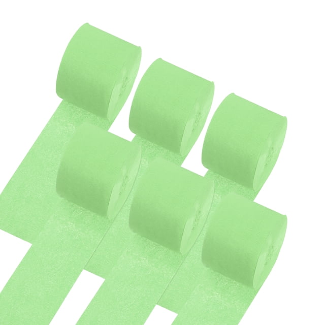 Uxcell Cintas de Papel Crepé 6 Rollos 492 pies para Decoración, Verde Claro (1.8 in x 82 ft/Rollo)