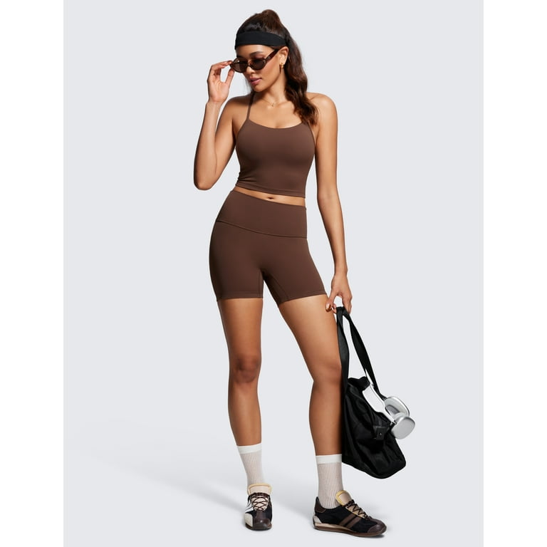 CRZ YOGA Butterluxe Strappy Sports Bra - Criss Cross Yoga Crop Top With Removable Pads