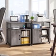 thumbnail image 4 of Costway File Cabinet on Wheels with Charging Station & Cable Management Hole Shelves Grey, 4 of 10
