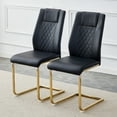 thumbnail image 4 of Set of 4 Modern Dining Chairs, Black PU Faux Leather Padded Seat with Gold Metal Legs for Kitchen & Living Room, 4 of 10