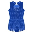 thumbnail image 5 of Alvivi Girls Sequin Tassel Dance Dress Latin Ballet Tango Rumba Dancewear Skirted Leotard Blue 8, 5 of 7