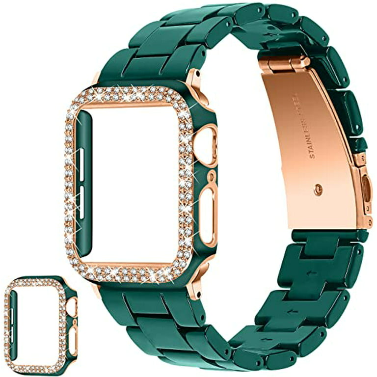 Compatible with Apple Watch Band 45mm with Glitter Bumper Case