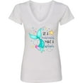 thumbnail image 3 of Inktastic Be a Mermaid Make a Splash Blue Mermaid Tail Women's V-Neck T-Shirt, 3 of 5