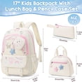 thumbnail image 2 of 4-Piece Cute Backpack Set - Waterproof Backpack with Lunch Box, Pencil Case & Headphone Bag Set, White & Pink, 2 of 9