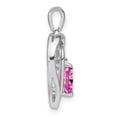 thumbnail image 2 of Auriga Sterling Silver Rhod-plated Created Pink Sapphire/Diamond Pendant for Women (L-25.1mm, W-16.7mm), 2 of 6