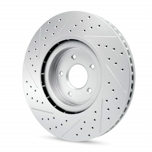 R1 Concepts Drilled and Slotted Carbon Coated Disc Brake Rotor Set with Off-Road/Tow Brake Pads WBVN1-76016