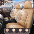 thumbnail image 5 of Full Set for Nissan Pathfinder Car Seat Covers 2011-2026,Waterproof Nappa Leather Car Seat Protector,Anti-Slip and Comfortable Car Seat Cover&Accessories(5 Seats/Beige), 5 of 7