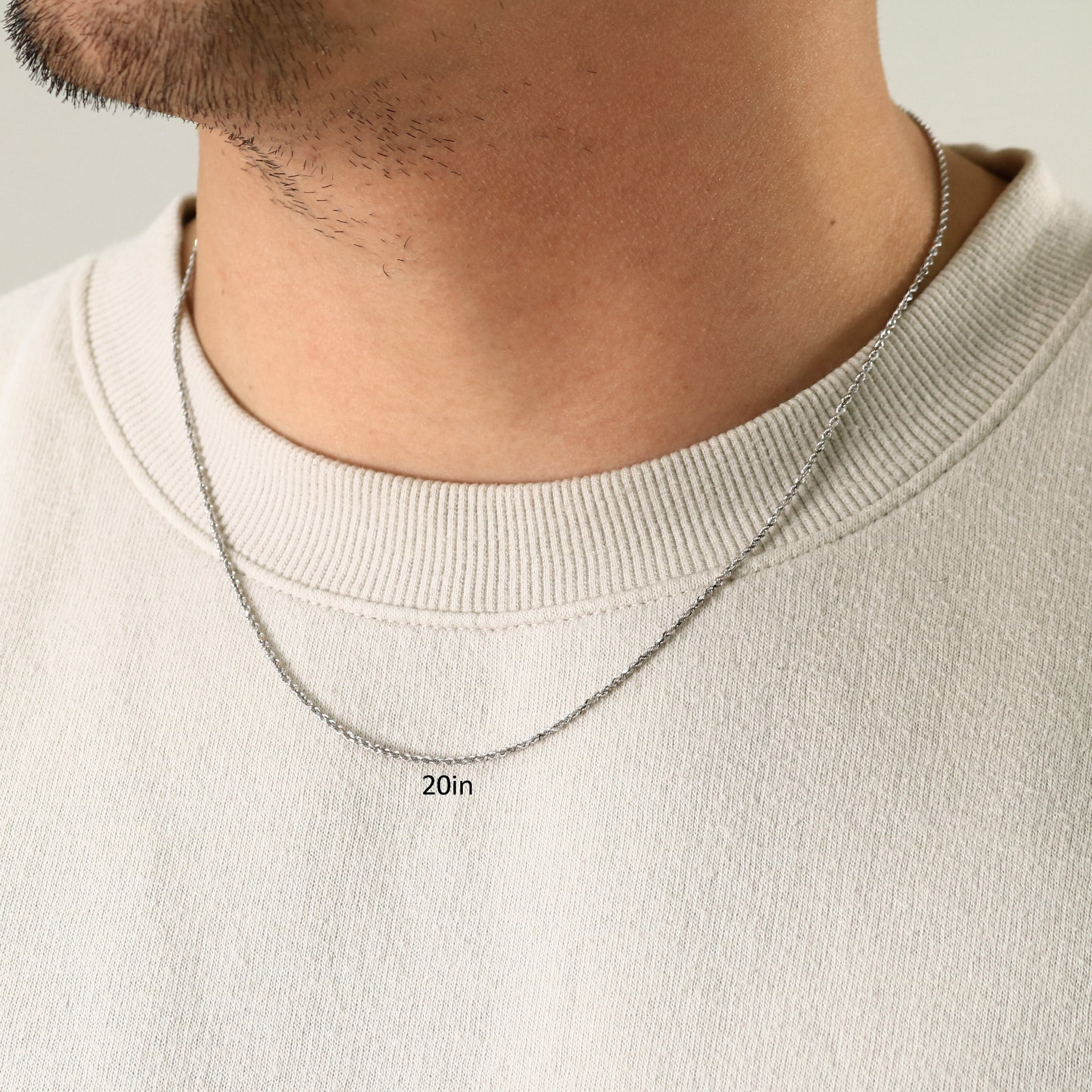 Nuragold 10K Real White Gold Rope Diamond Cut Chain Necklace 14"-30" (1.5mm-7mm) Italian Jewelry for Men & Women
