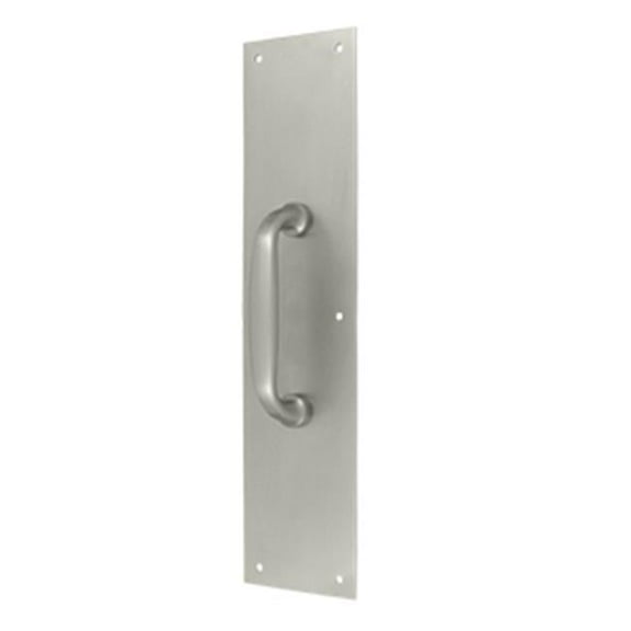 3.5 x 15 in. Push Plate with 5.5 in. Handle- Satin Nickel - Solid
