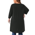thumbnail image 3 of Agnes Orinda Plus Size Top for Women 3/4 Sleeve Buttons Crew Neck High Low Loose Fit Casual Tunic Tops Tee Shirts 1X Black, 3 of 5