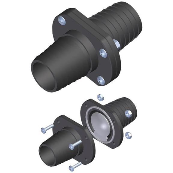 T. H. Marine T-H Marine Double Barb Inline Scupper Check Valve - Fits 1-1/2" Hose, Black