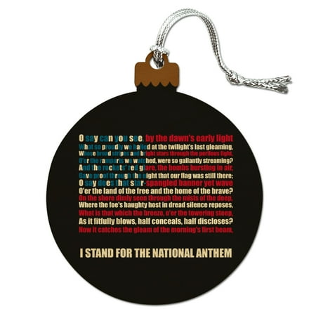 Ornament Tree Display Stand I Stand USA National Anthem Star-Spangled Banner American Flag Patriotic Wood Christmas Tree Holiday Ornament ()