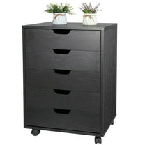 HomGarden 5-Drawer Chest Organizer, Modern MDF Storage Dresser Cabinet Lockable Casters , Black