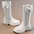 thumbnail image 6 of HAOTAGS Girls Martin Riding Boots, Zipper High-Top Princess Boots Mid-Calf School Winter Boots White 12.5 Little Kids, 6 of 7