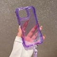thumbnail image 2 of 3-in-1 Clear Phone Case For iPhone 16 Pro,Shockproof Protective Transparent Case,Heavy Duty Protection,With Wrist Strap,Rugged Anti-drop Non-Slip Tough Durable Phone Case,Purple, 2 of 10