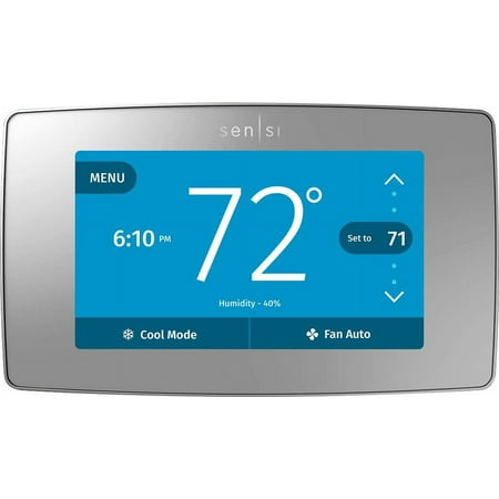 Emerson - Sensi Touch Smart Programmable Wi-Fi Thermostat- Works with Alexa, C-Wire Required - Silver