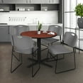 thumbnail image 2 of Regency Cain 30" Round Break Room Table Cherry and 4 Zeng Stack Chairs Gray (TB30RNDCH44GY), 2 of 8