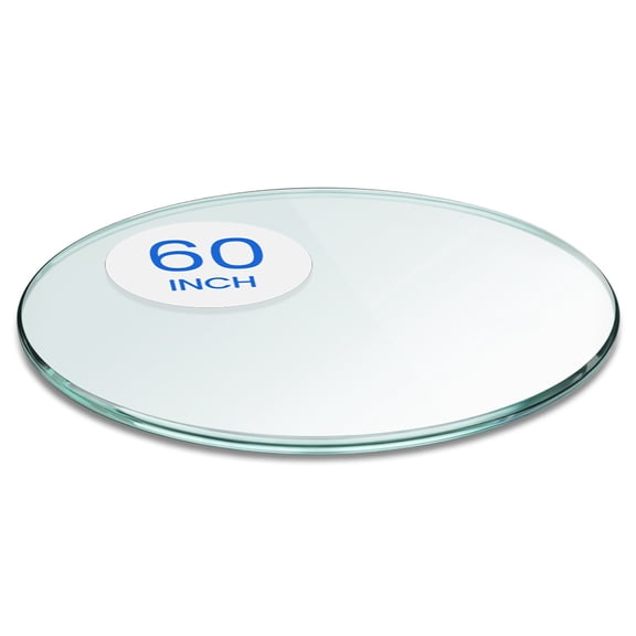 Dulles Glass 60" Round Table Top 3/8" Thick, Pencil Polished Tempered Glass for Indoor Dining or Outdoor Patio, 98 Pounds