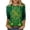 #086-Green, variant on St. Patrick's Day 3/4 Sleeve Blouse - Ladies' 3/4 Sleeve Printed Round Neck Top for Irish Dance Festivals, Celtic-Themed Celebrations, Folk Style Festival Wear & Clover Embellished Apparel