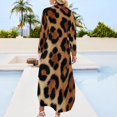 thumbnail image 2 of Leopard Textured Background Pattern Shirt Dress Long Sleeve Street Fashion V Neck Oversized Casual Dress Women Evening Dress, 2 of 7