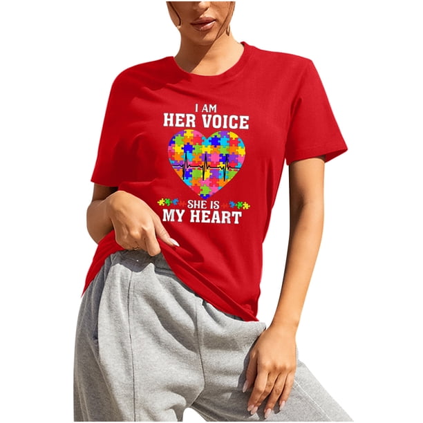Camiseta holgada con estampado de letras y cuello redondo para el día de la madre Top informal de manga corta Pompotops hkajfhjk464578