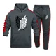 thumbnail image 2 of Sudadera con capucha y estampado de rayas para hombre, ropa deportiva informal para exteriores, gimnasio, chándal deportivo para correr, conjunto cálido para otoño e invierno 2024, 2 of 3