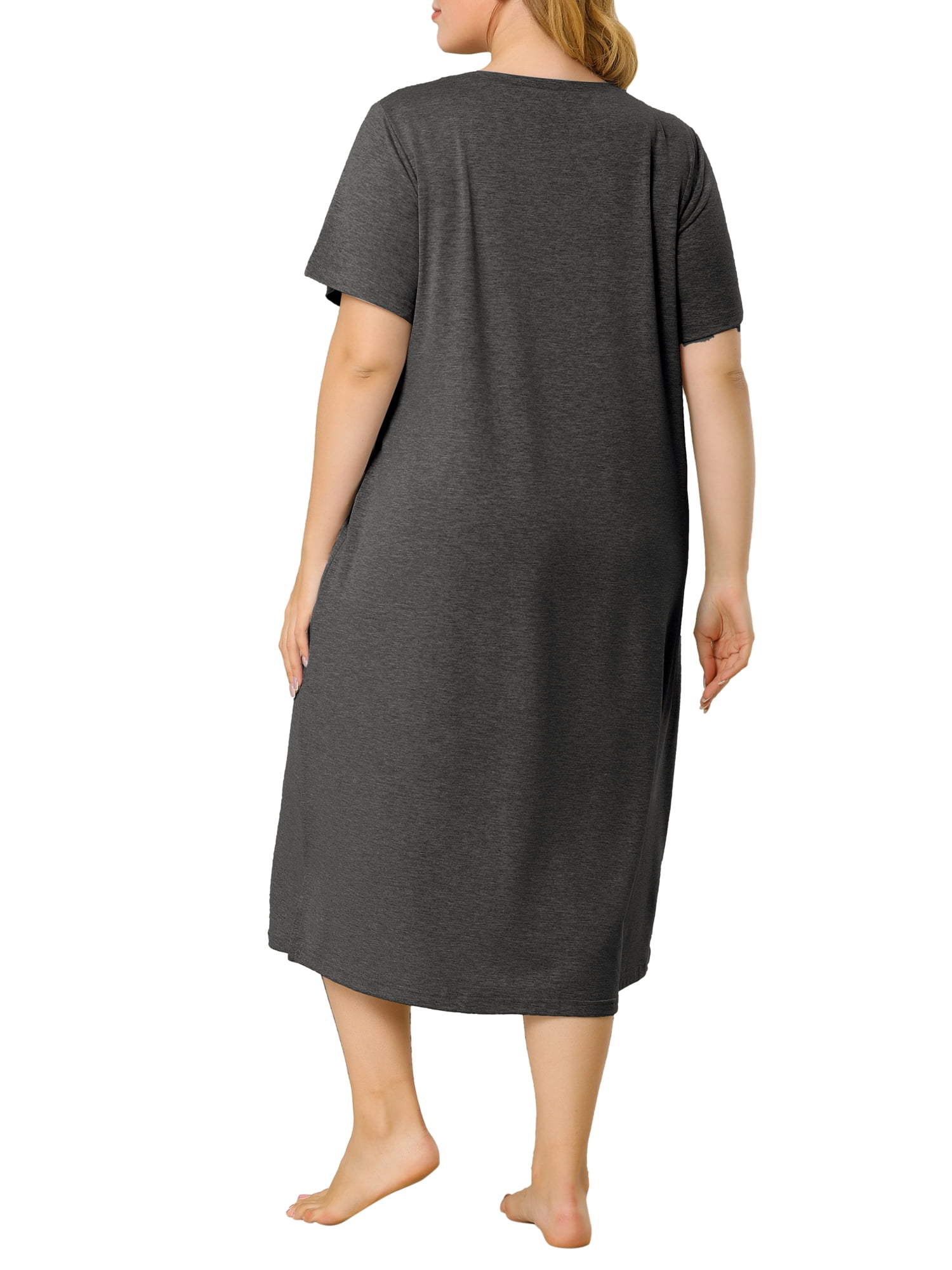 Unique Bargains Women's Plus Nightgown Short Sleeve Cat Print Nightshirt