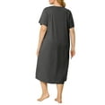thumbnail image 4 of Agnes Orinda Women's Plus Size Nightgowns Crew Neck Short Sleeves Sleep Dress Cats Print Pajamas Lounge Home with Pocket 3X Dark Gray, 4 of 9