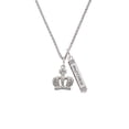 thumbnail image 2 of Delight Jewelry Silvertone Crown with AB Crystal Silvertone Mother Daughter Bar Charm Necklace, 23", 2 of 4