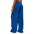 thumbnail image 6 of KDDYLITQ Sweatpants Women Low Rise Elastic Waist Pants Cotton Linen Drawstring Flowy Trousers Comfy 2025 Joggers with Pockets Blue S, 6 of 6
