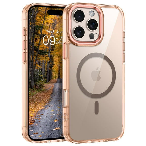 GUAGUA Magnetic  Case for iPhone 16 Pro Compatible with Mag-safe, 6.3" Mobile Cover for iPhone 16 Pro, Plating Soft Clear Phone Case for Women Girls PC Tpu Gold Border