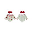 thumbnail image 2 of Rdhnmea Newborn Baby Girl Christmas Outfit Gingerbread Smocked Bubble Romper Candy Cane Plaid Jumpsuits with Bow Headband My First Xmas Clothes, 2 of 9
