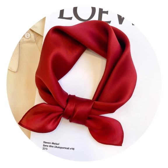 ERDOUY Elegant Personalized Scarf, Solid Color Small Square Scarf 70 * 70cm Solid Color Simple Versatile Spring/Summer Scarf (Deep Red)