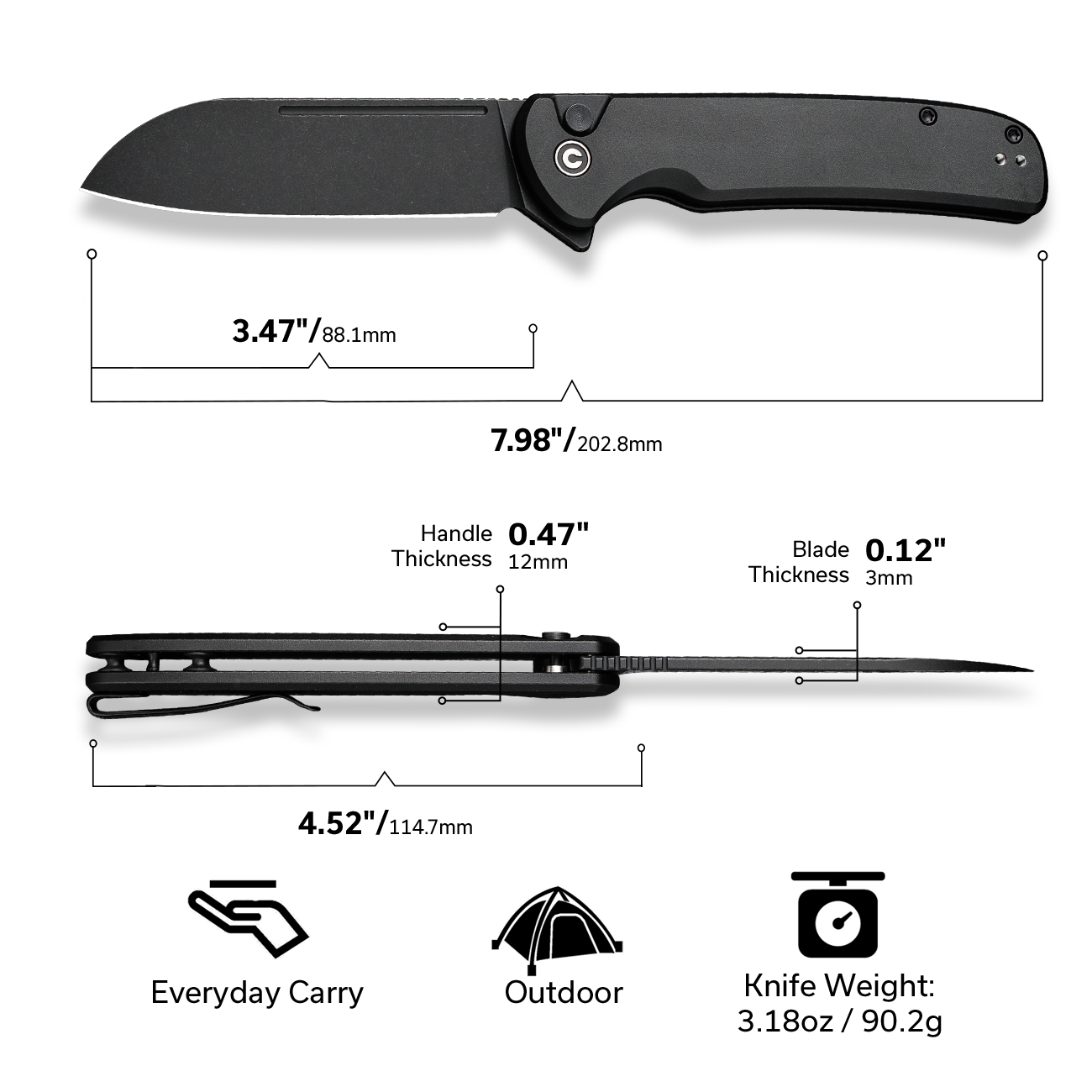 CIVIVI Chevalier Ⅱ Pocket Folding Knife C20022B-1
