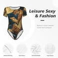thumbnail image 6 of Uemuo Leopard Reading Tarot Cards Pattern Women's One Piece Short Sleeve Swimsuit Rash Guard Surfing Modest Quick-drying Swimsuit Beach Essentials-XX-Large, 6 of 9