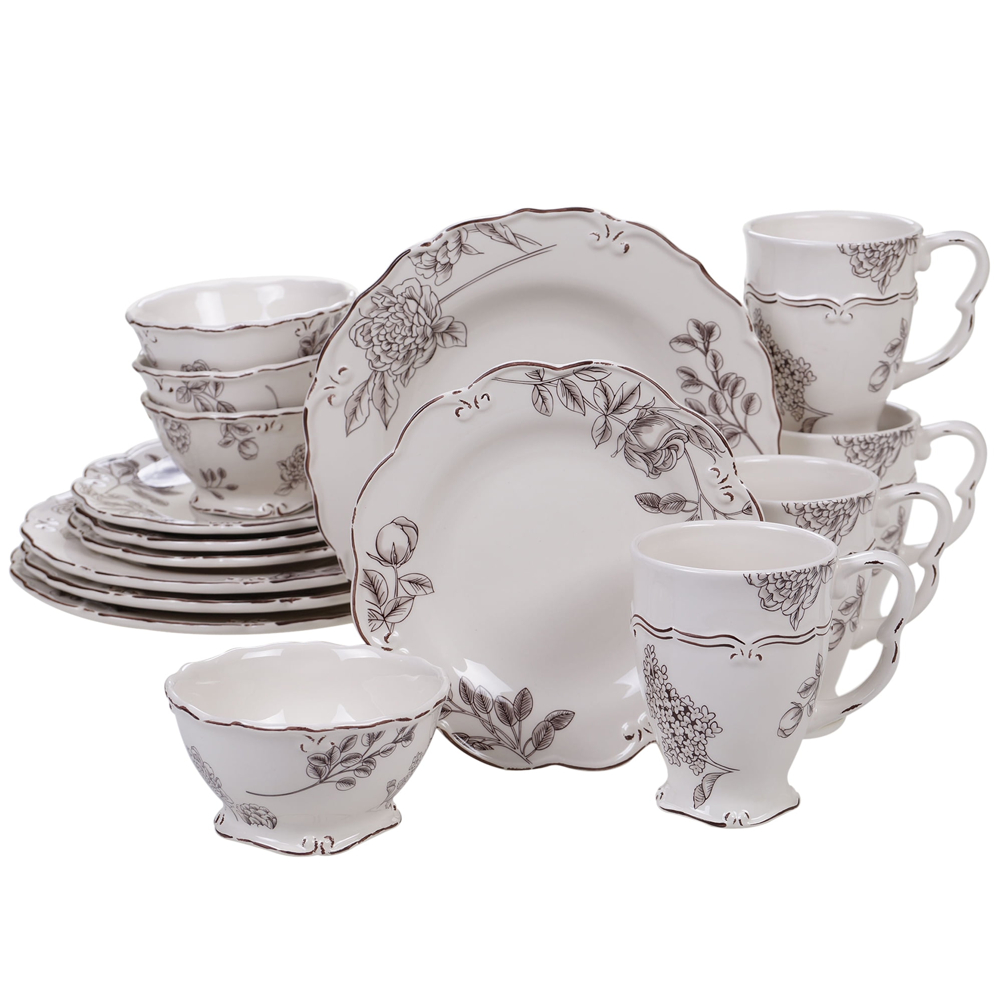 black and cream dinner set