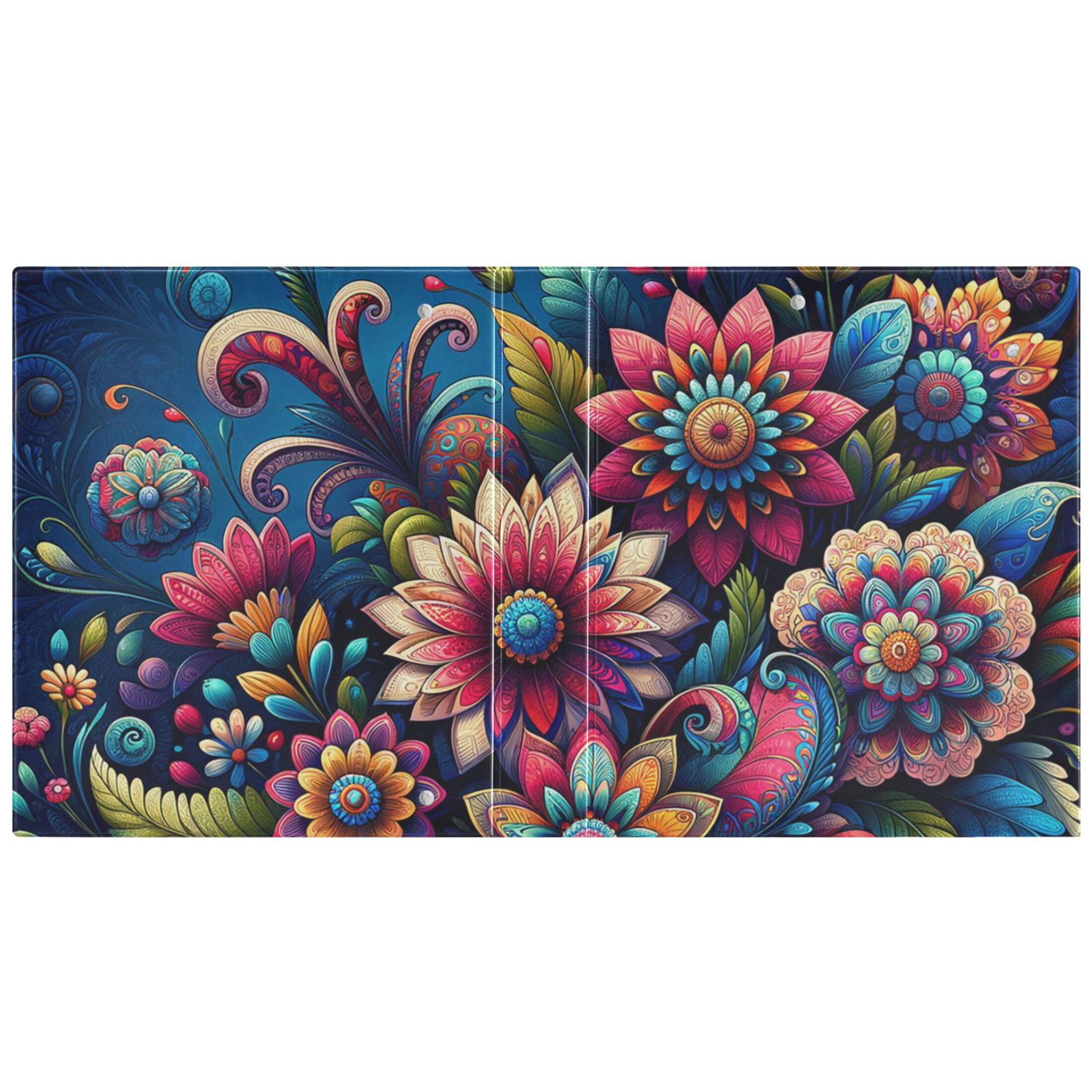 Paisley Flowers 3 Ring Binders 1.5 inch Hardcover File Folders with Interior Pockets A4 Size Organizer for School Office Hospital Set of 2
