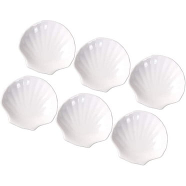 6pcs White Porcelain Shell Dish Multipurpose Ceramic Appetizer Plates Dinner Dessert Salad Plates Elegant Serving Dish 4 Inch