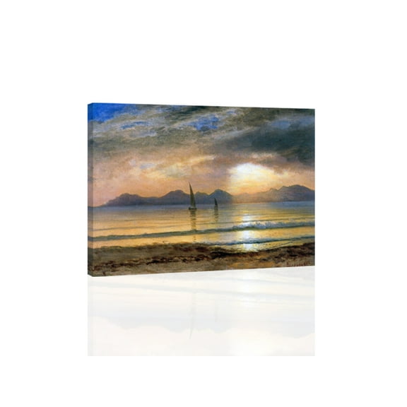 Sunset Over A Mountain Lake-Bierstadt - CANVAS OR PRINT WALL ART