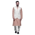 thumbnail image 1 of Atasi Printed Kurta Pajama Jacket Set Mandarin Collar Traditional Ethnic Shirt, 1 of 5