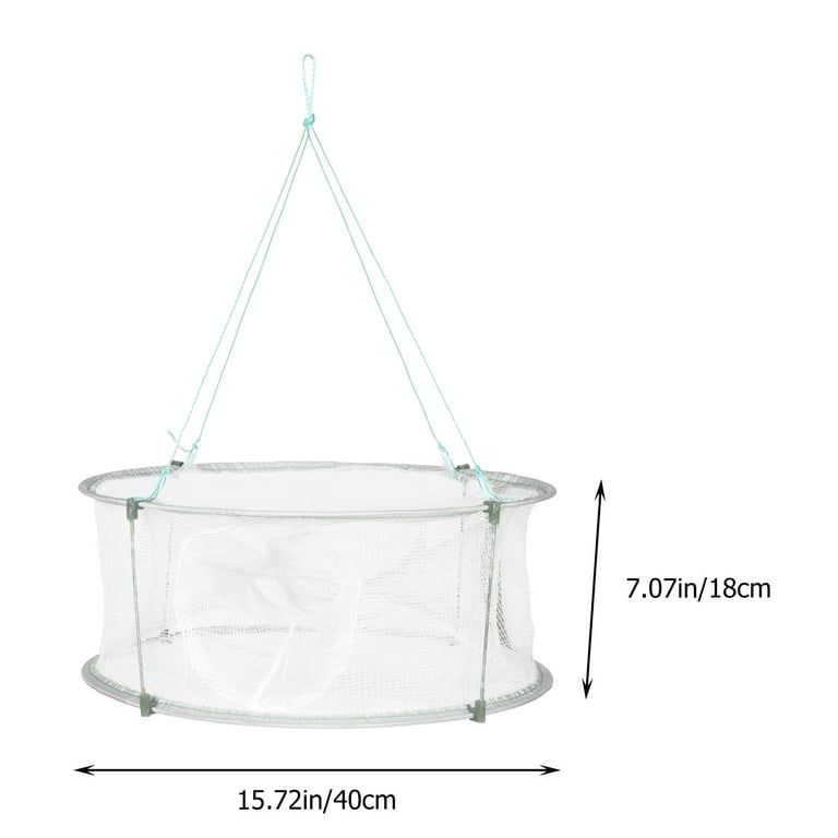 Shrimp Net Fishing Cage Crab Nets for Crabbing Pier Minnow Lobster Steel Polyester Mesh Crawfish Portable Keepnet, Size: 40x40cm, White