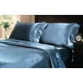 thumbnail image 2 of 4-Pc 400TC Satin Bed Sheet Pillowcase Set DP Lingerie Silky Charmeuse Light Sky Dusk Blue King, 2 of 2