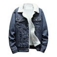thumbnail image 2 of Patlollav Men Denim Jackets Velvet Stand Collar Single Breasted Jacket Coat, 2 of 3
