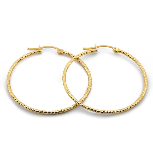 Arracadas Redondas Puntos Facetadas 3.8 Cm Oro Sólido 10k