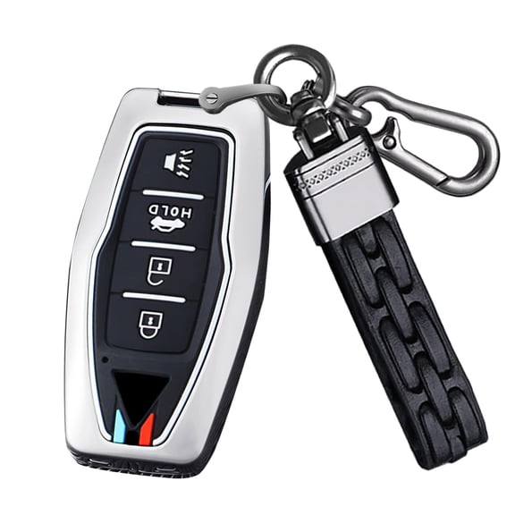 Luminous 4 Button Key Fob Cover Compatible with Mitsubishi Outlander 2023 2022 2021 Keyless Silicone & Metal Key Case with Keychain