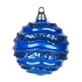 thumbnail image 1 of Vickerman M132002 Blue Candy Glitter Wave Ball Ornament - 6 in., 1 of 2