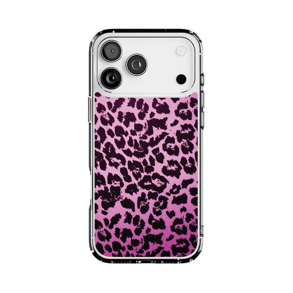 DistinctInk Hybrid Clear Case Compatible with MagSafe for iPhone 17 Pro Max- Vibrant Pink Leopard Print Design