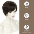 thumbnail image 3 of Queentas 8" Brown Wigs Short Wigs for Black Women Synthetic Straight Pixie Cut Wigs with Bangs（Dark Brown Wig）, 3 of 11