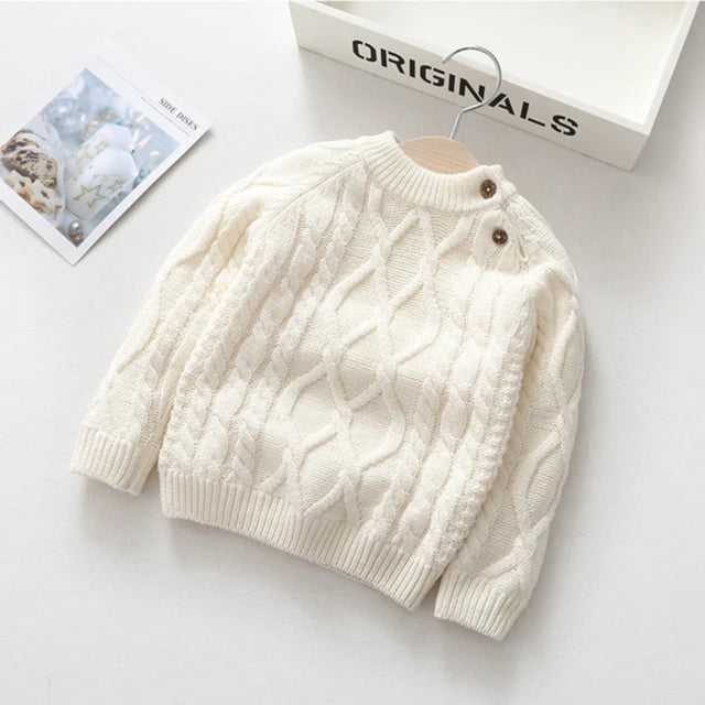 LNGOOR Baby Boys Girls Sweaters Kid Fleece Thickened Autumn Winter pullover Round Neck Long Sleeves Wool Clothing Girls Ripped Sweater