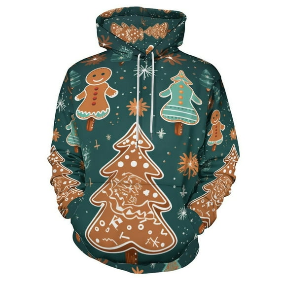 Ginger Christmas Tree Regular Fit Hoodie, Sporty Pullover Hooded Sweatshirt for Men Women M